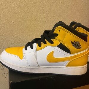 Air Jordan Yellow and White High-Top Sneakers